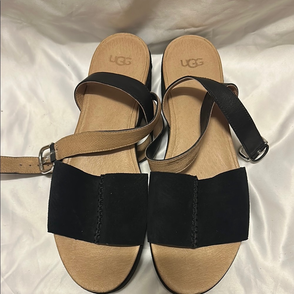 UGG Black and Tan Minimalist Sandals